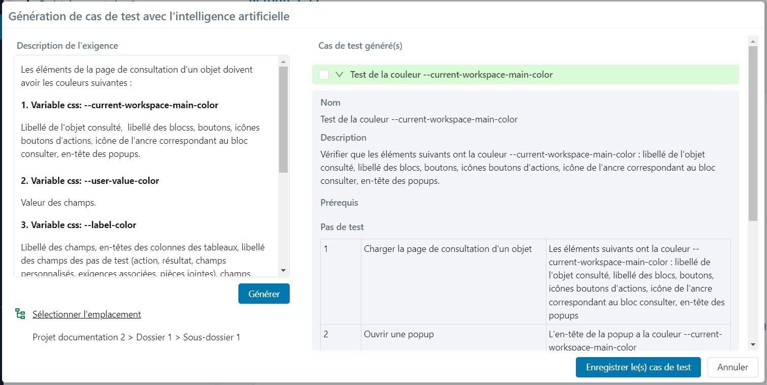 Détail d'un cas de test généré