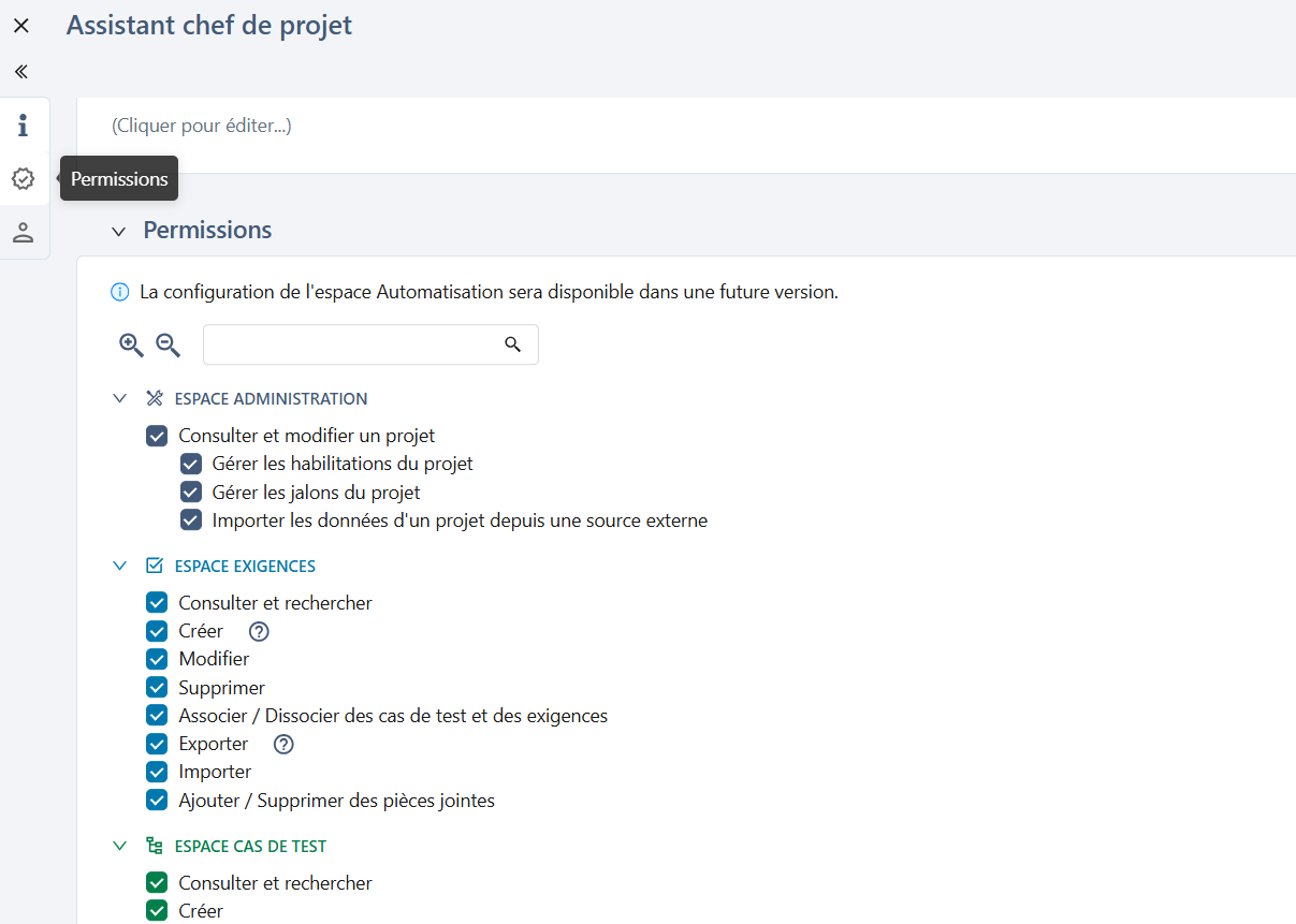 Configurer permissions