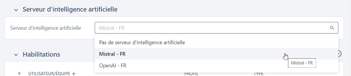 Associer un serveur d'IA