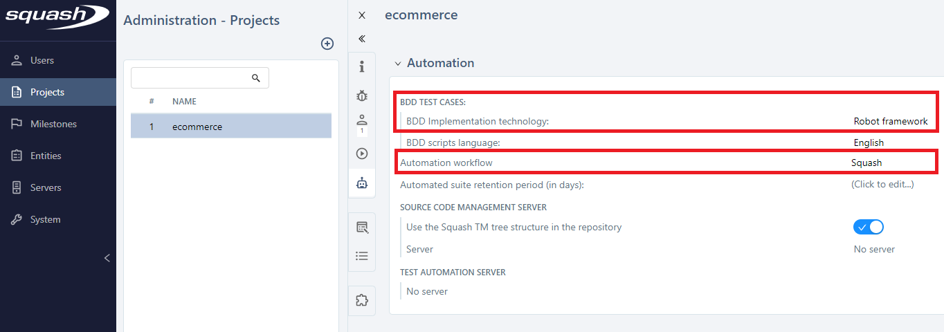 SquashTM project setup