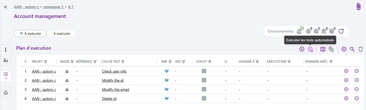 Exécution de tests automatisés