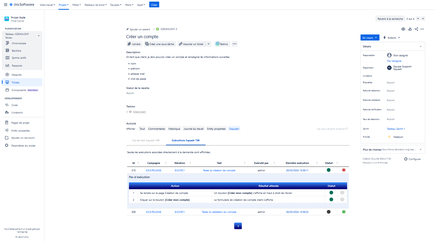 Exécutions SquashTM