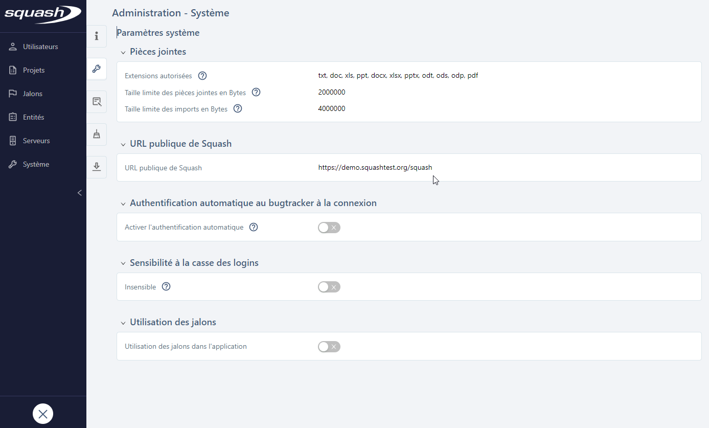 URL publique de SquashTM