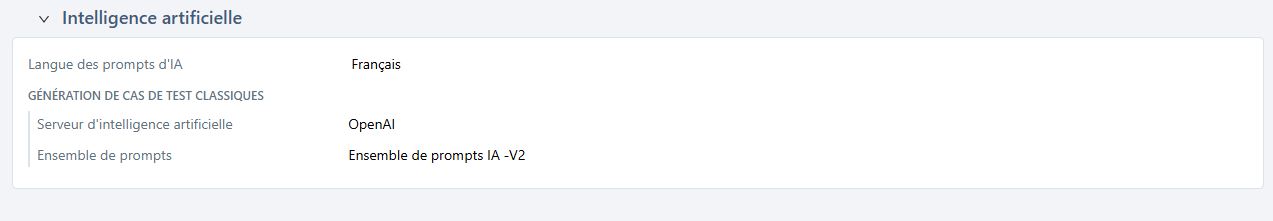 Configuration de l'IA au niveau du projet
