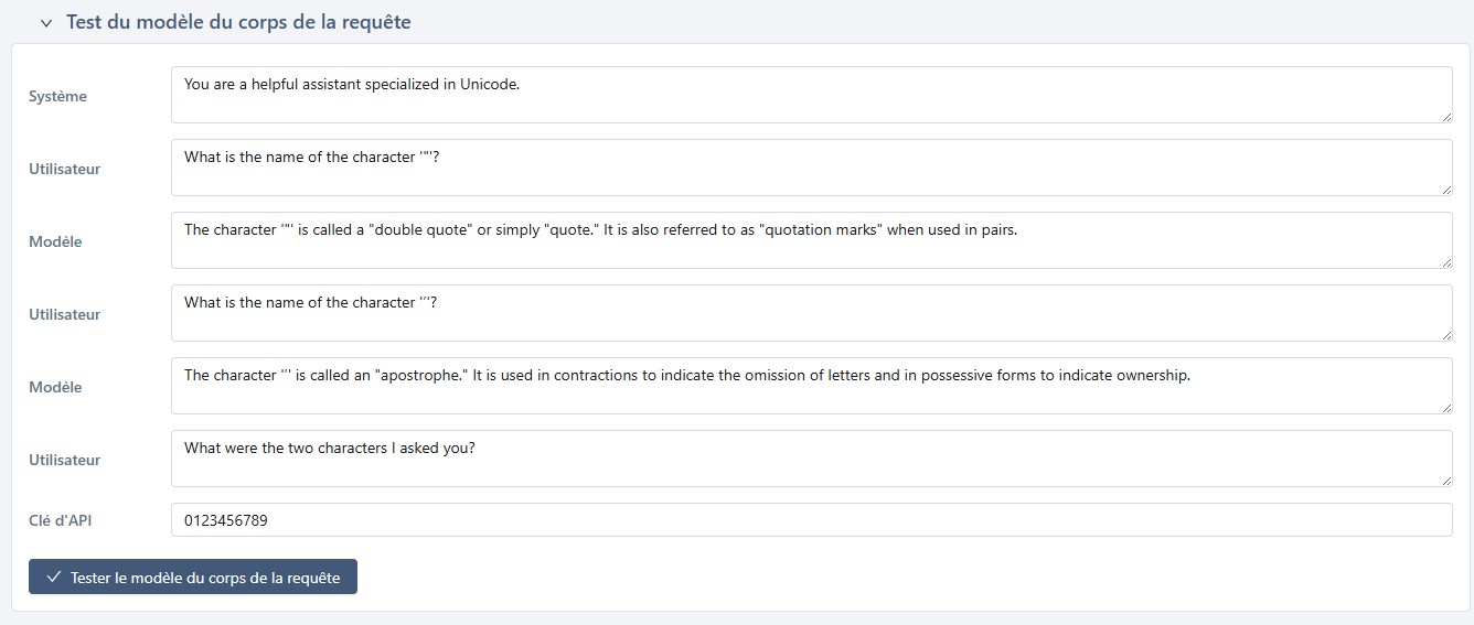 Validation d'un serveur IA personnalisé