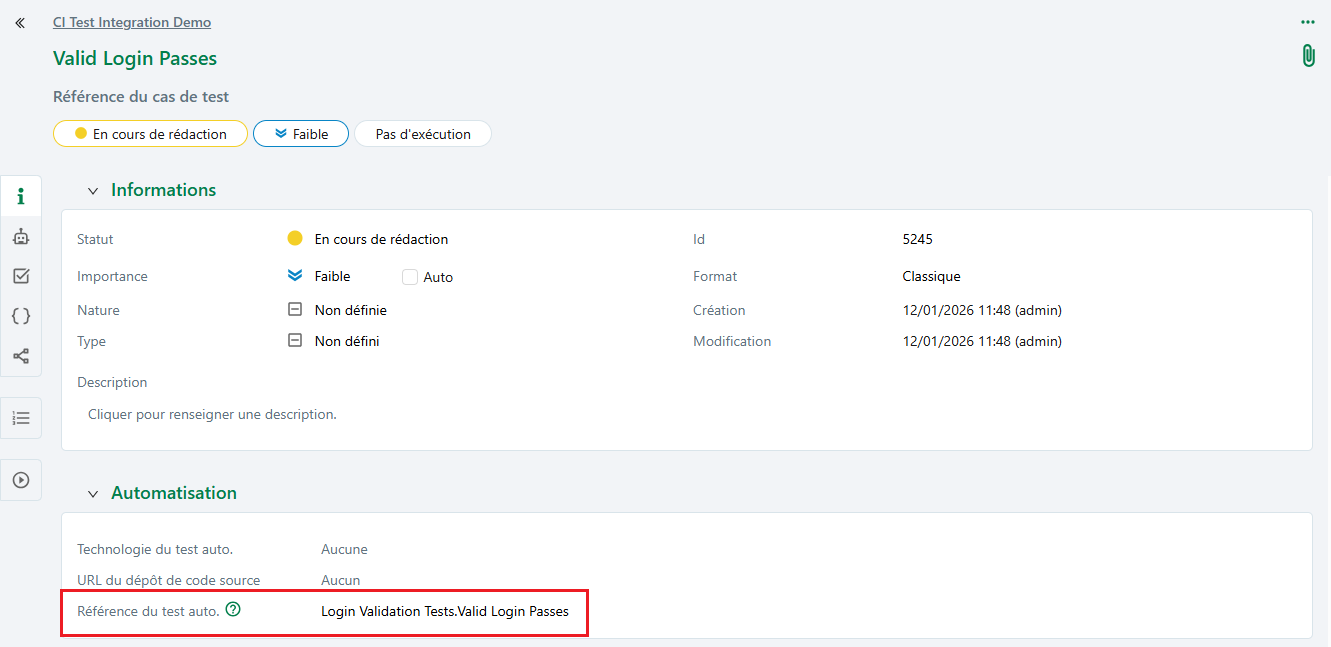 référence de test automatisé