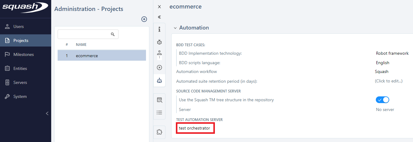 SquashTM project setup