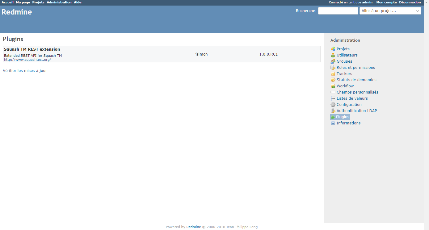 Plugin SquashTM sur Redmine