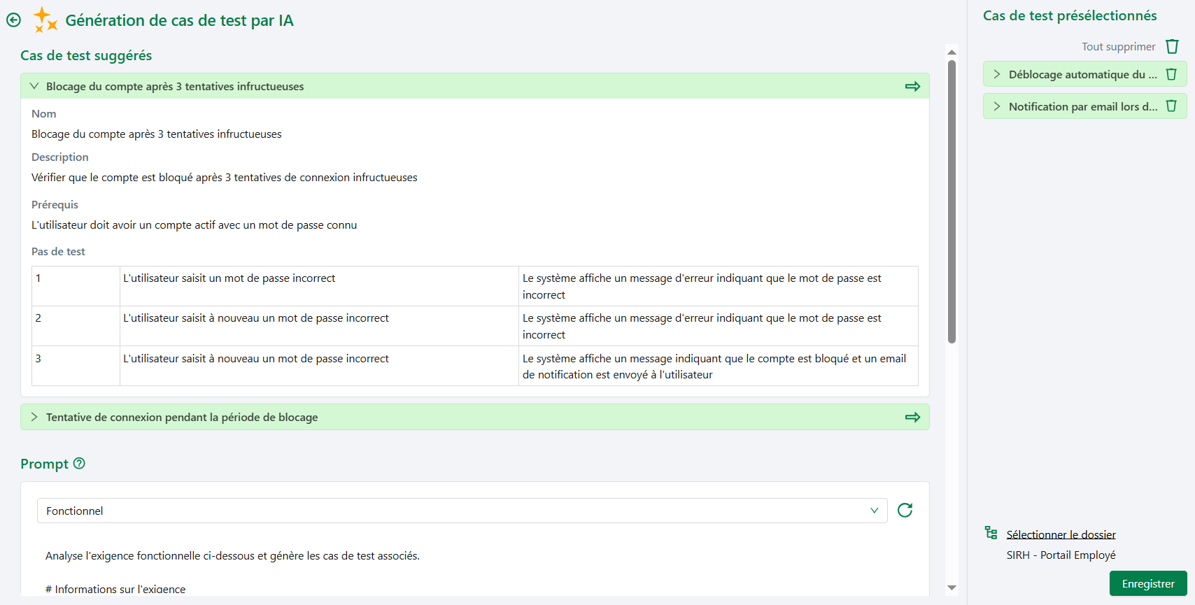 Cas de test suggérés