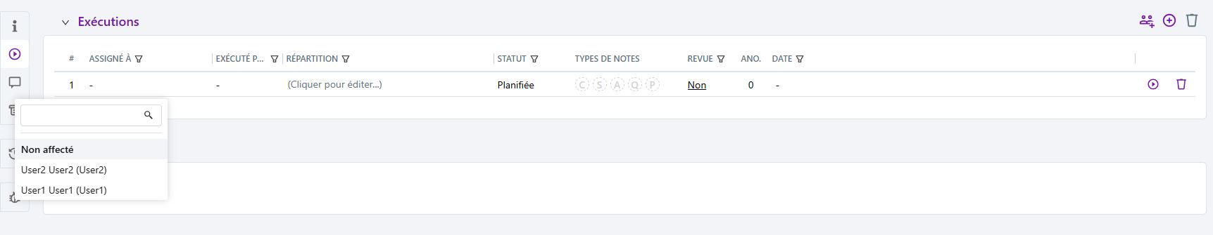 Ajout d'une exécution