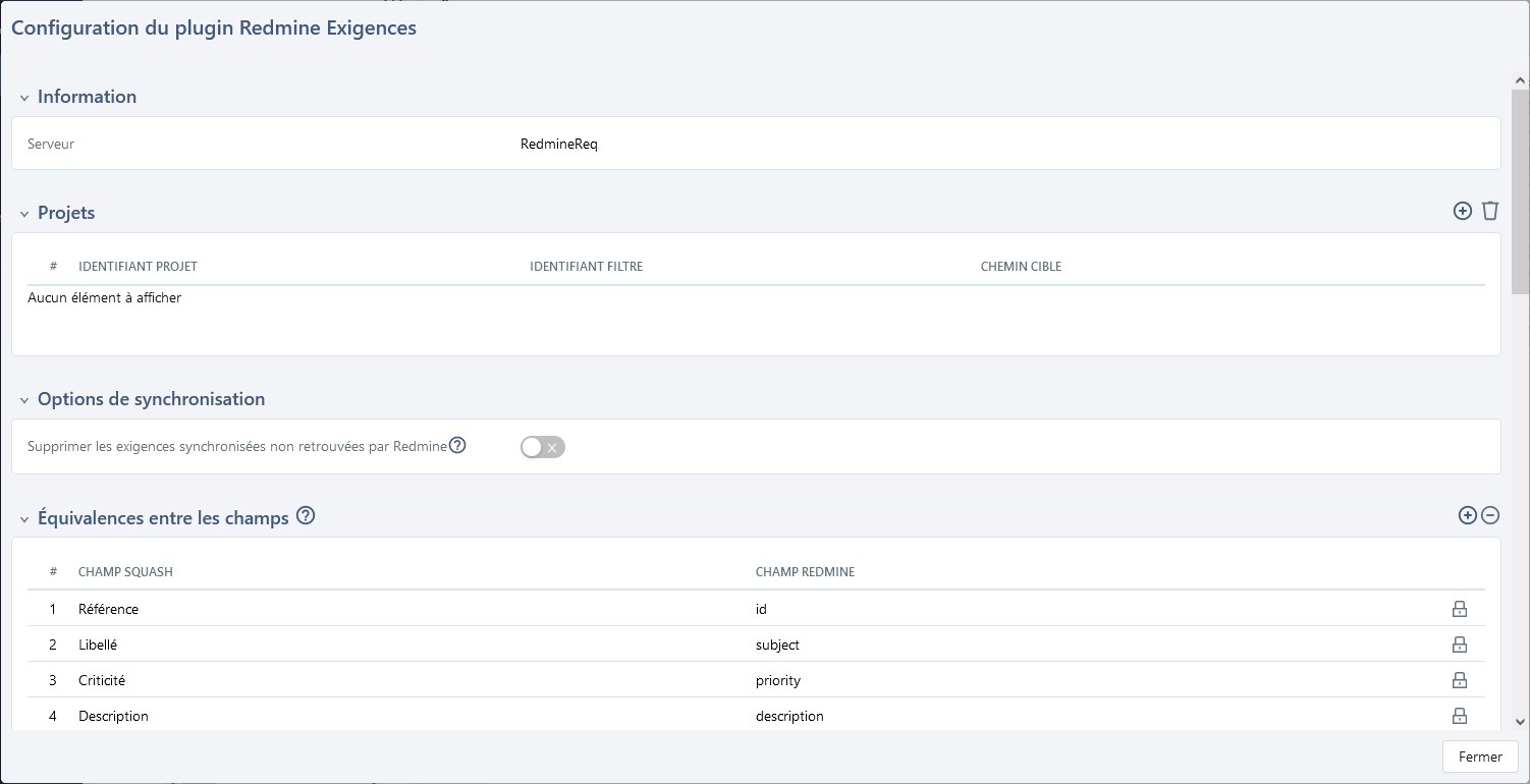 Configuration du plugin RedmineReq
