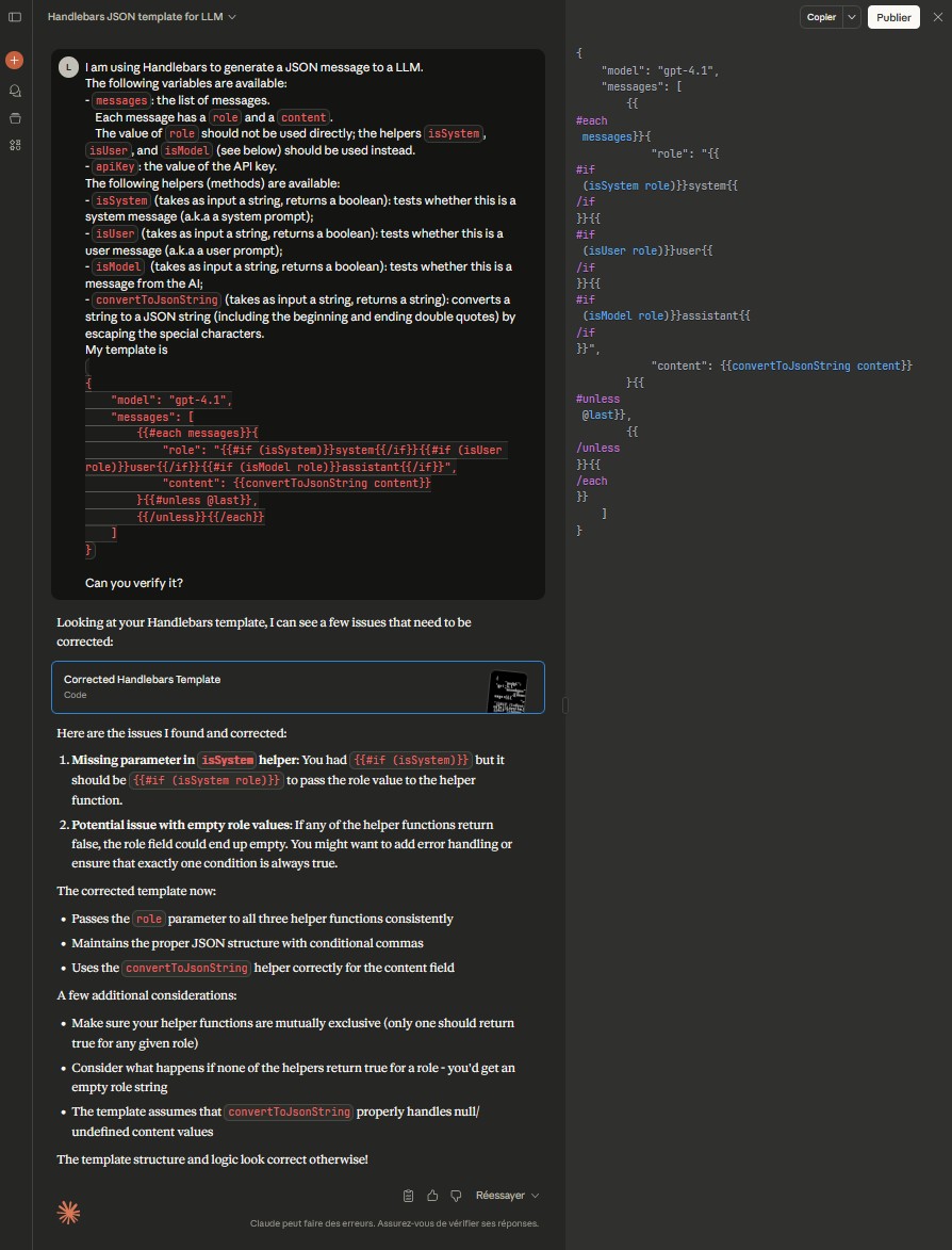 Déboguer le modèle du corps de la requête d'un serveur IA personnalisé avec Claude