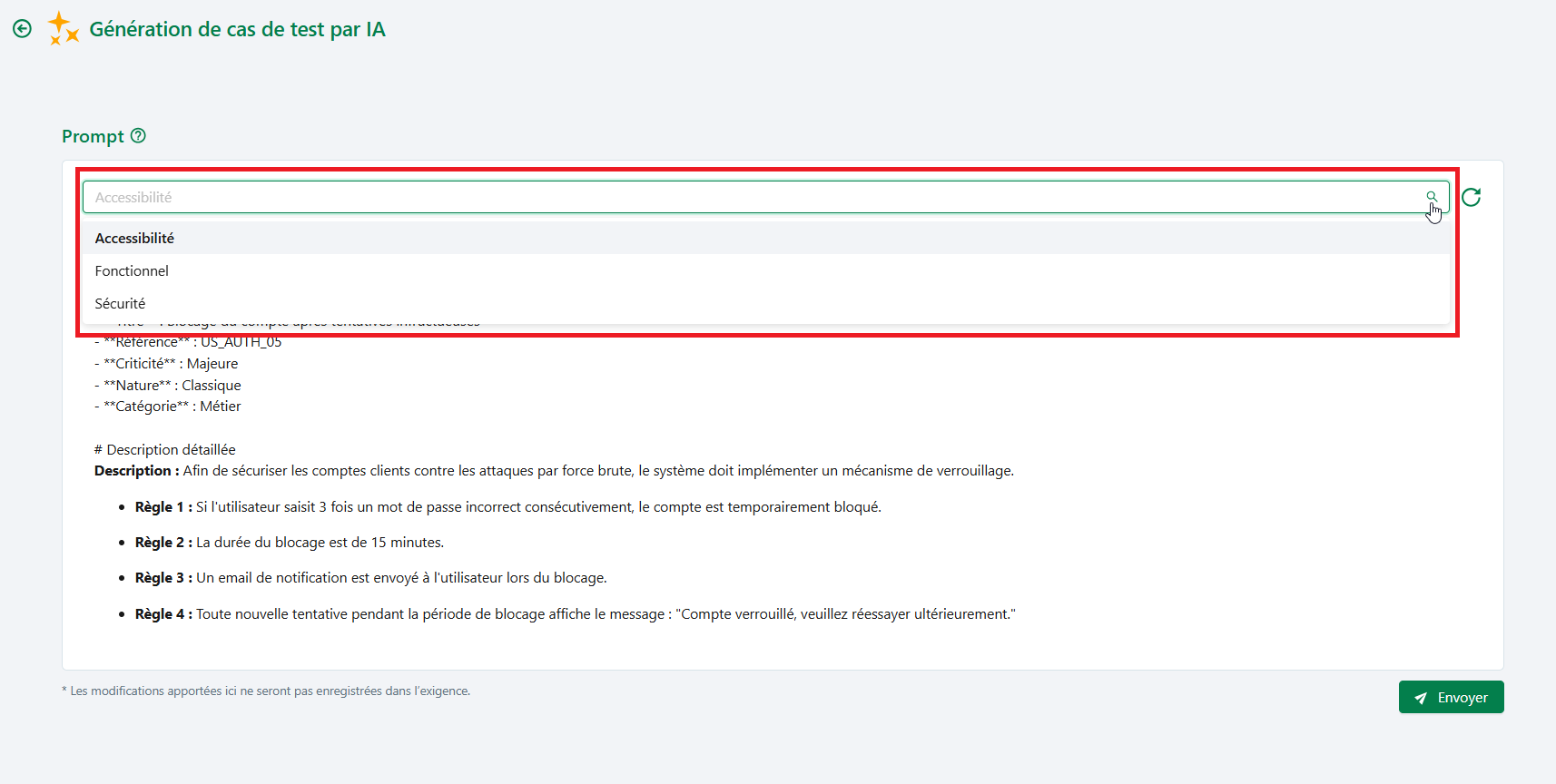 Sélection et édition du prompt