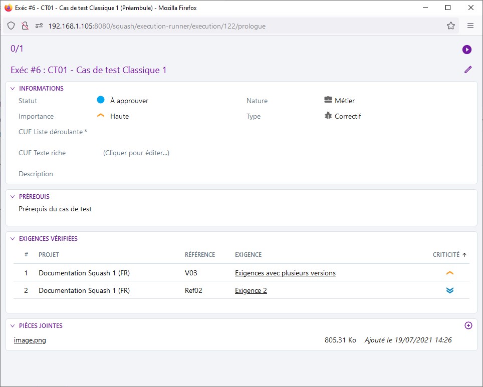 Exécution Pop-up Étape 0