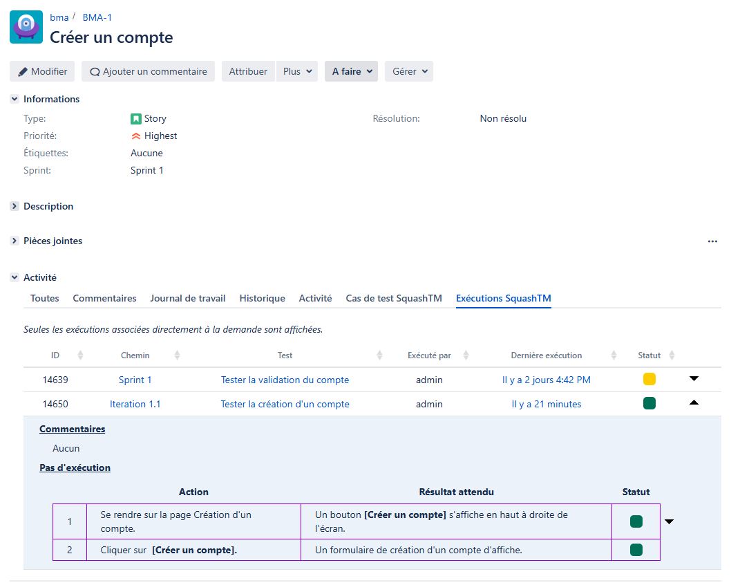 Exécutions SquashTM