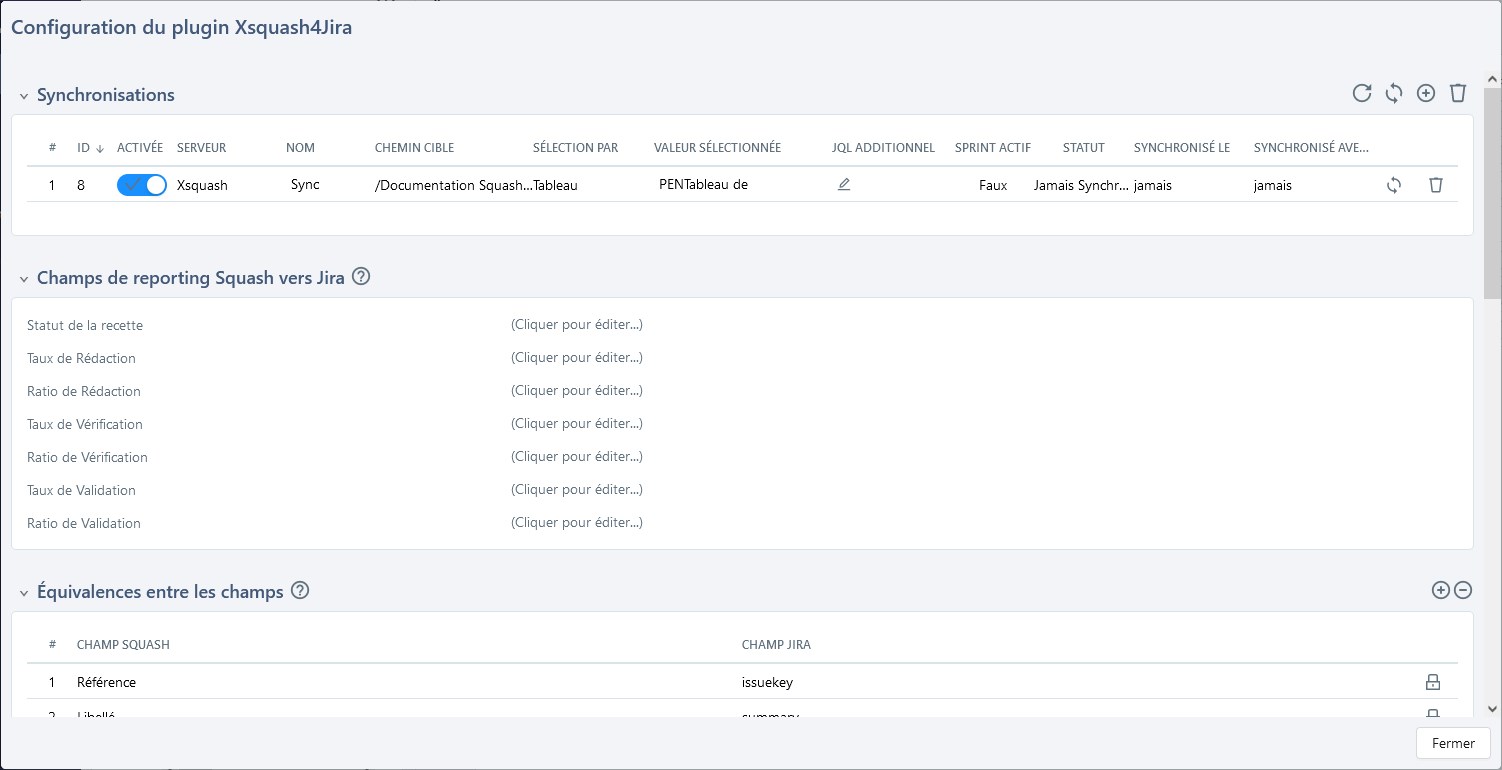 Configuration du plugin Xsquash4Jira