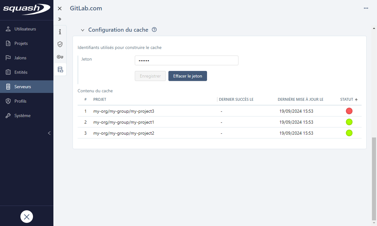 Configurer le cache GitLab