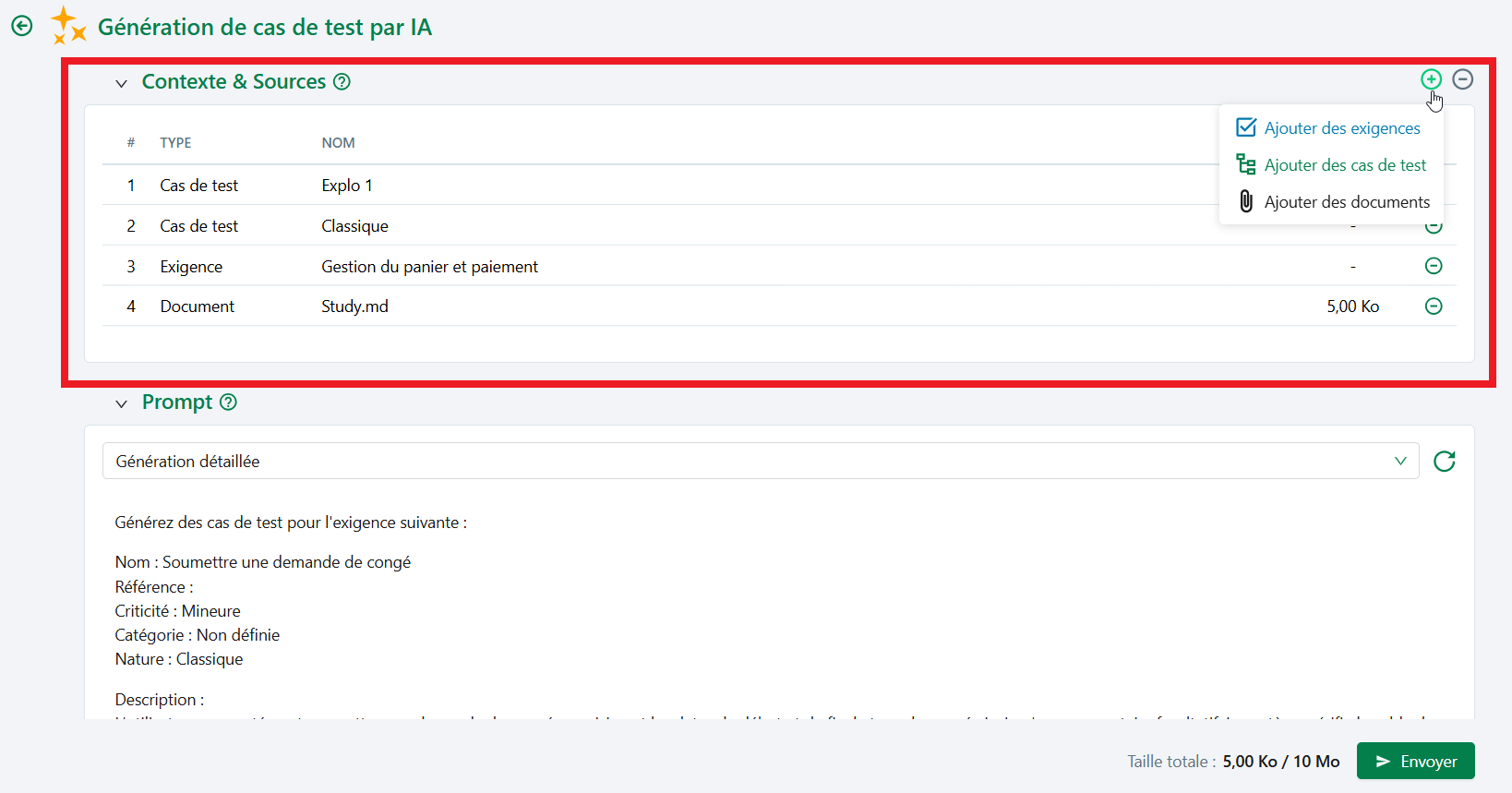 Panneau Contexte & Sources