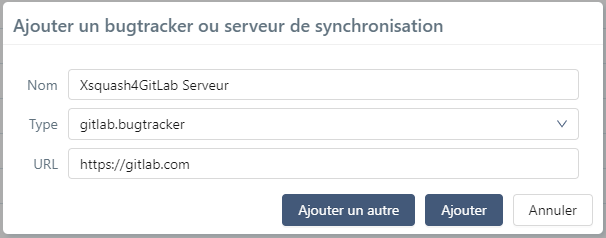 Ajouter un serveur Xsquash4GitLab