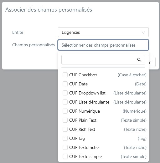 Associer champ personnalisé