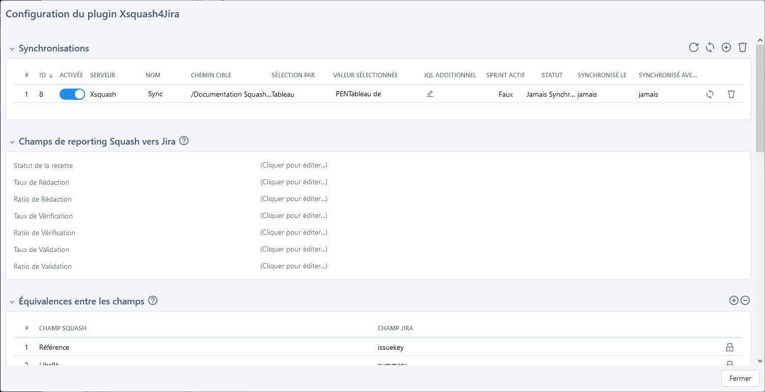 Configuration plugin Xsquash4Jira