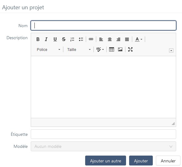 Tableau de gestion des projets