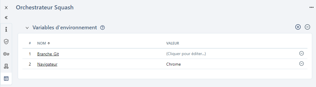 Bloc variables d'environnement