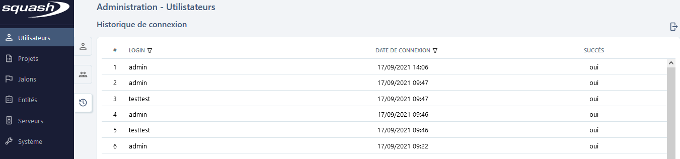 historique connexion admin