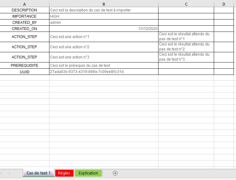 Exemple de fichier Excel pour un import au format ZIP