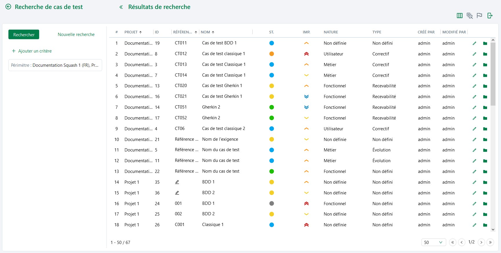 Recherche de cas de test