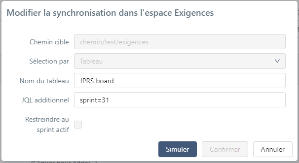 Modification synchro exigences