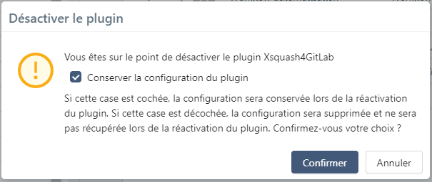 Désactiver Xsquash4GitLab