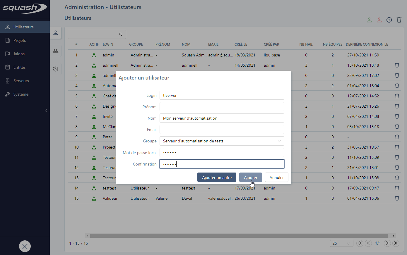 Ajout d'un serveur d'exécution automatisée