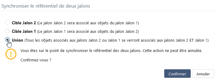 Pop-up synchro jalons