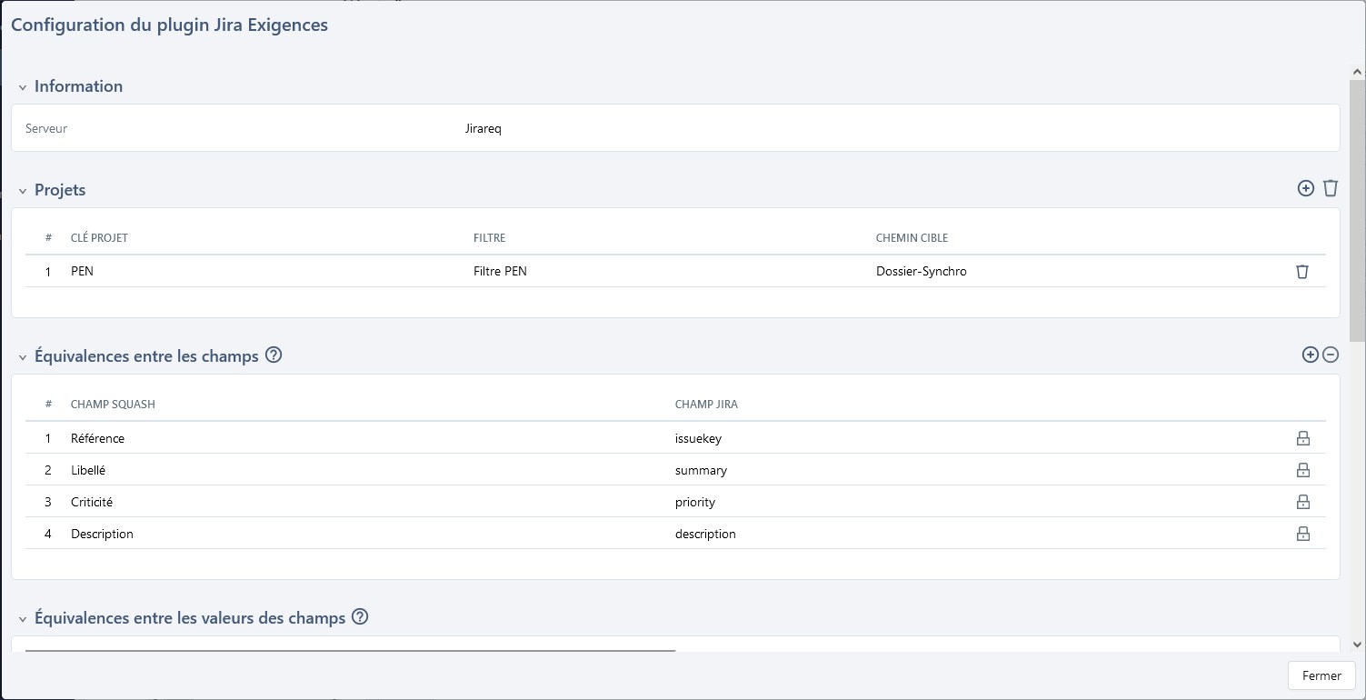 Configuration plugin JiraReq