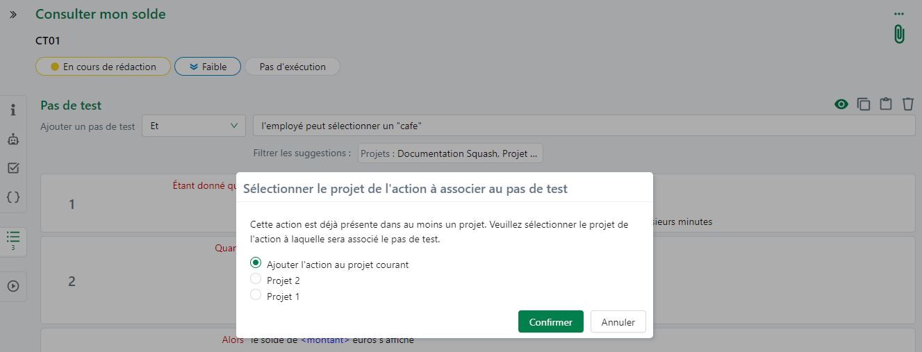 Choix du projet pour l'action