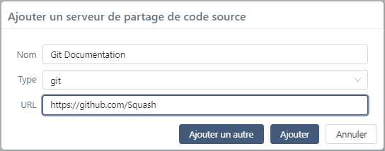 pop-up ajouter serveurs code source