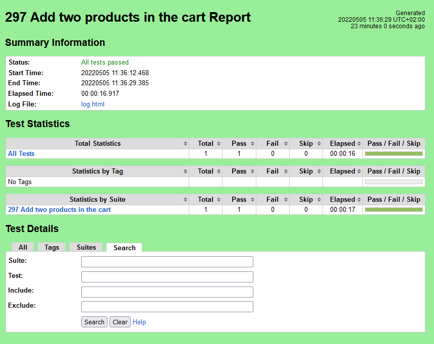 Robotframework report