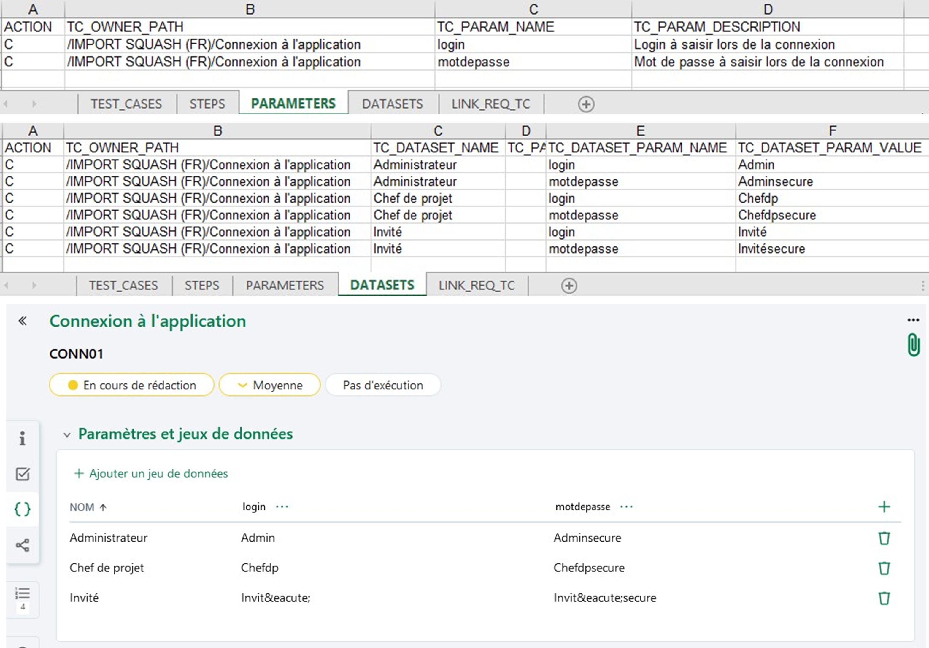 Importer un cas de test avec des paramètres et des jeux de données (partie 2)