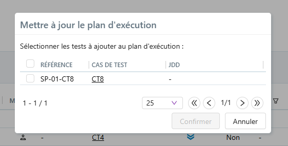 Mettre à jour plan d'exécution