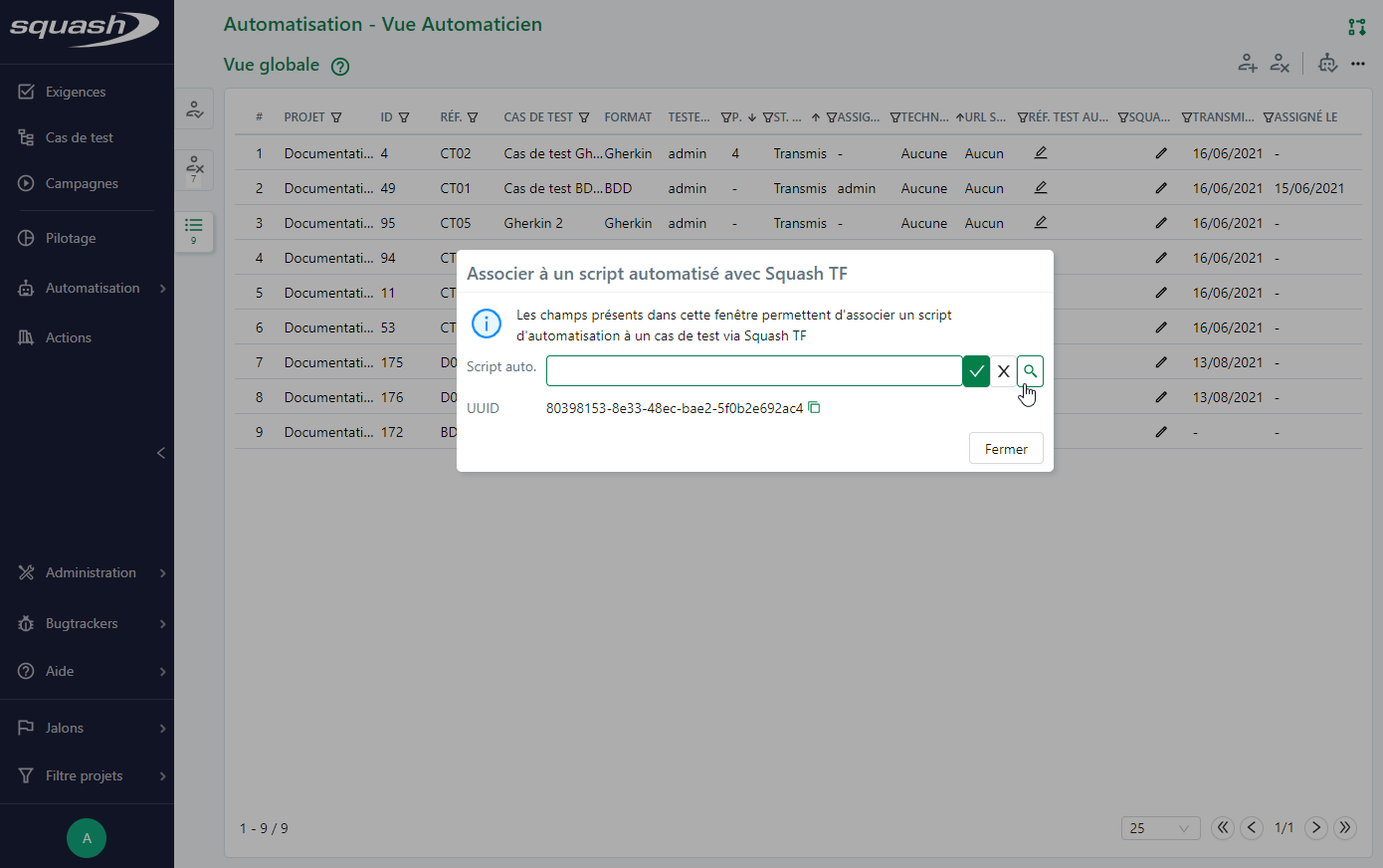 Associer un script auto à un cas de test classique avec Squash TF