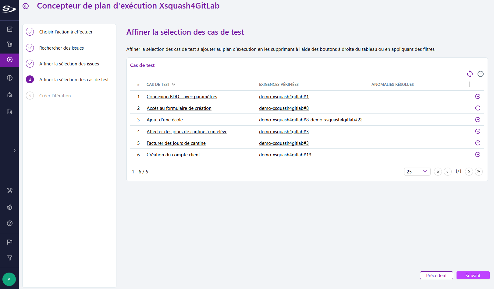 Sélection de cas de test